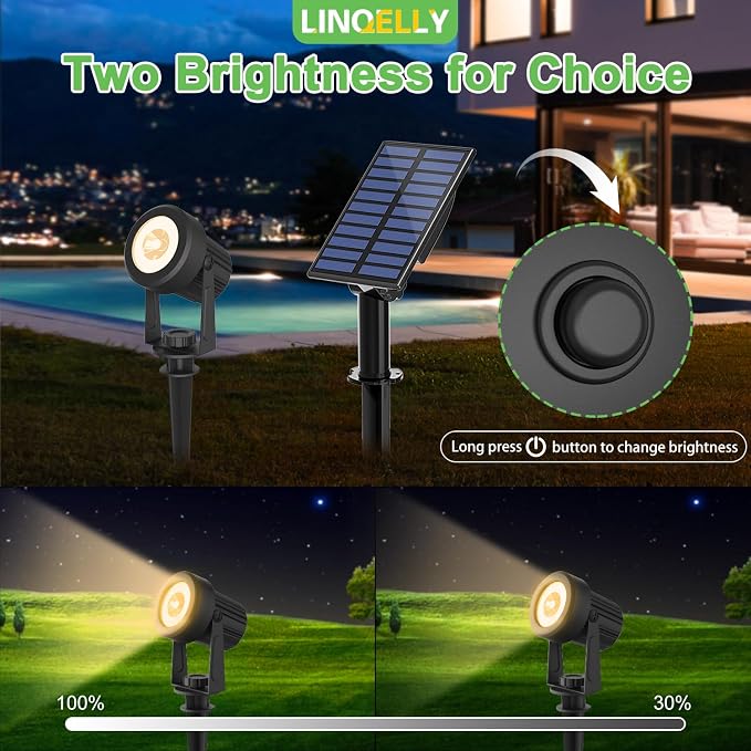 Solar Spotlights Outdoor Waterproof, Warm White Landscape Spotlights, - Image 4
