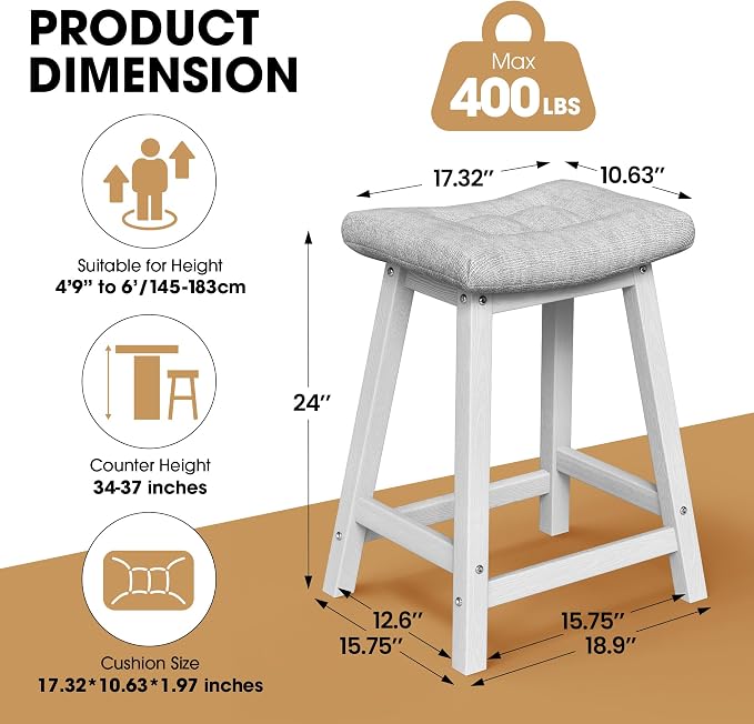 Ciokea 4 Set 24" Outdoor Bar Stools - Image 2