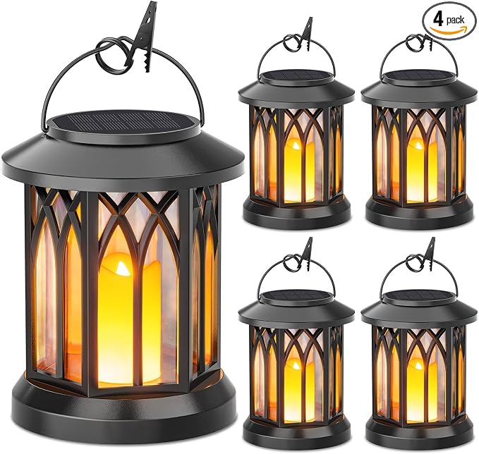 KOOPER 4 Pack Solar Lantern Outdoor Lights, Hanging Solar Lanterns Outdoor by KOOPER