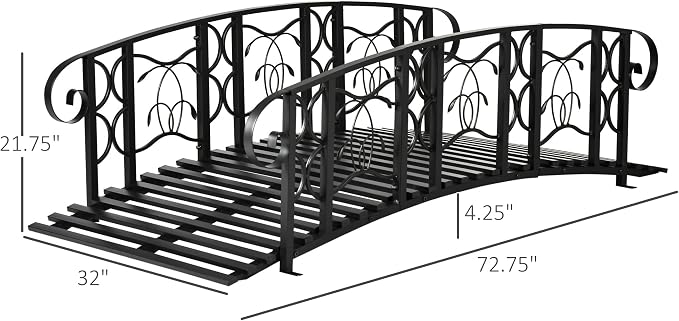 Outsunny 6' Metal Arch Backyard Garden Bridge - Image 7