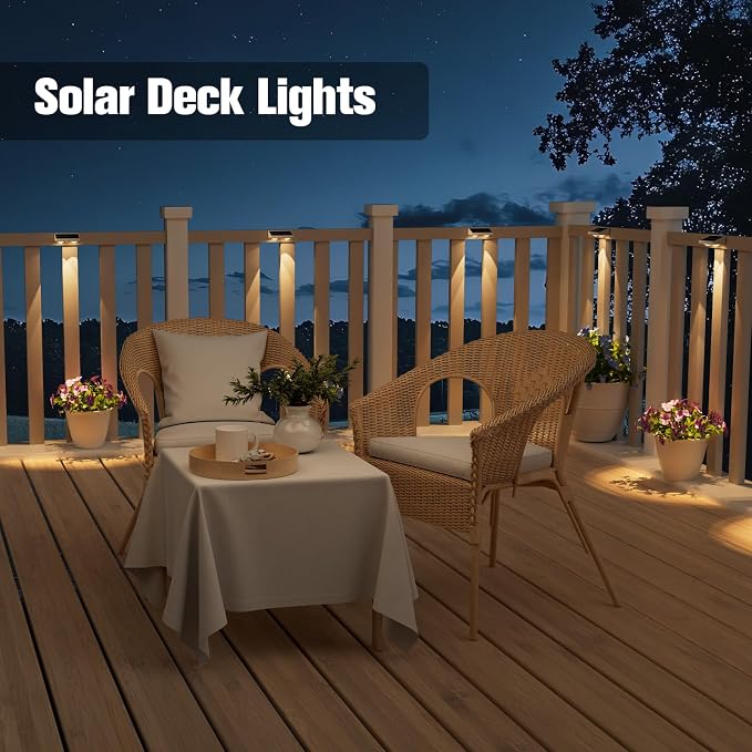 NIORSUN Solar Fence Lights, 8 Pack Solars Deck Light, Warm White Color - Image 4