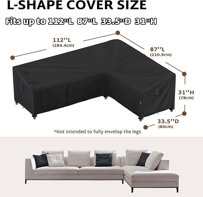 iBirdie Outdoor Patio Furniture Cover fit 112" x 87", Waterproof Weatherproof - Image 2