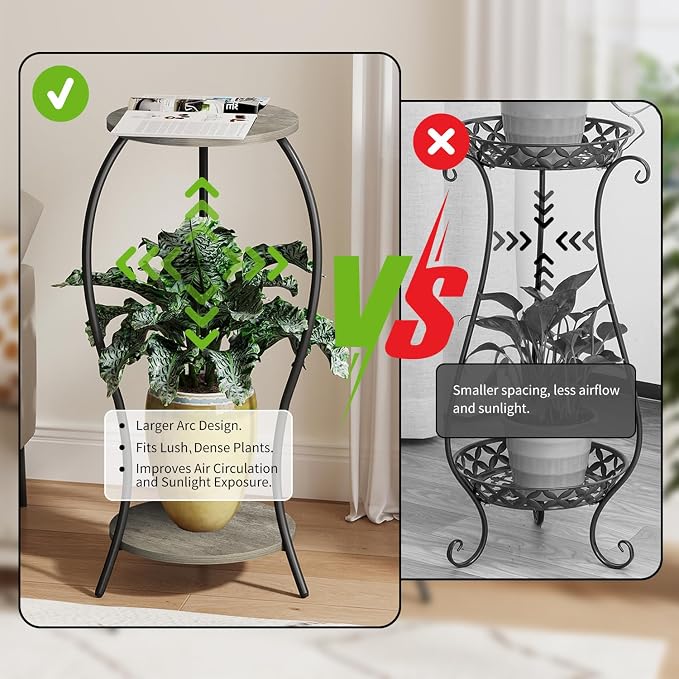 Plant Stand Indoor, 2 Tier Round Tall Plant Stand, Flower Pot Stand, Plant - Image 6