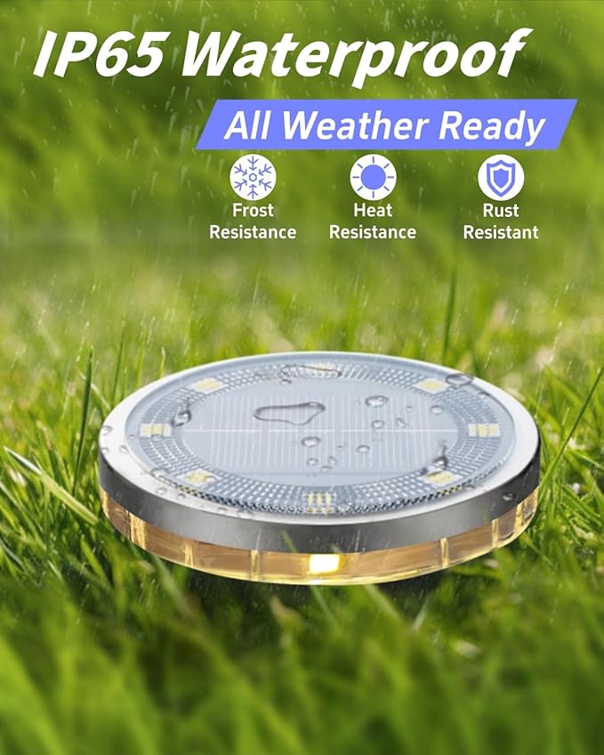 Solar Ground Lights Outdoor 2 Pack Waterproof, Upgraded Solar Garden Lights - Image 3