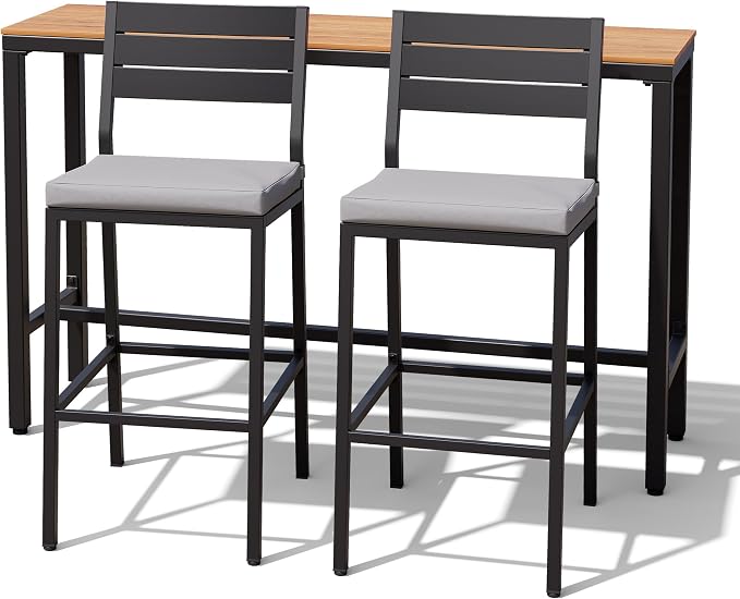 Crestlive Products Outdoor Bar Table and Chairs Set, 3 Piece Outside Patio Bar - Image 9