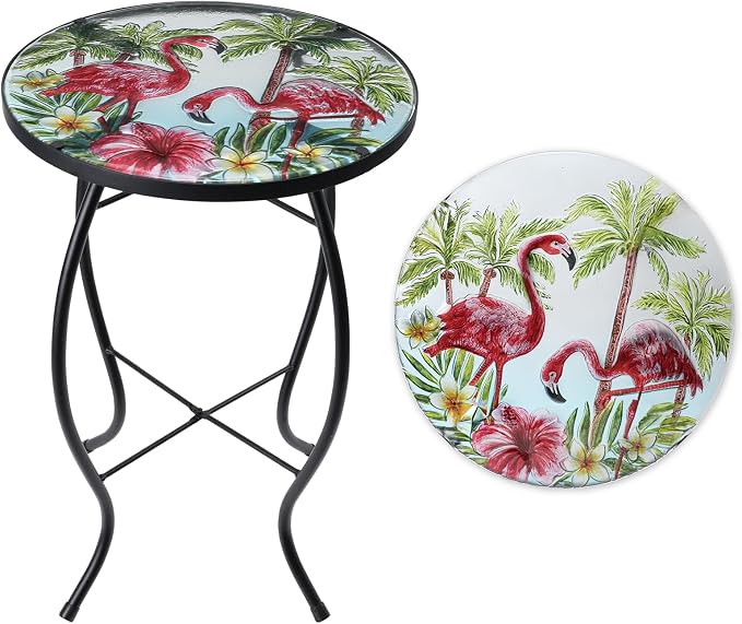 VCUTEKA Patio Side Table Outdoor Accent Table Small Mosaic Table Coffee Table by VCUTEKA