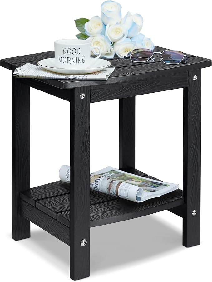Y&M Outdoor Side Table, HIPS Adirondack Small Double Layer Table, Waterproof by YM