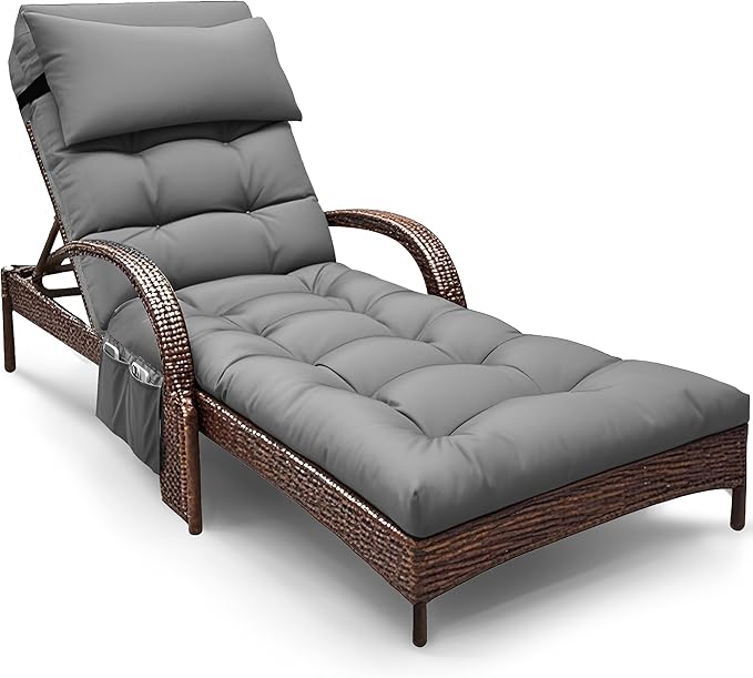 Outdoor Chaise Lounge Chair Cushion, Waterproof Outdoor Chair Cushions by Moutosne