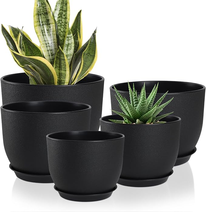 Plant Pots 10/9/8/7.5/7 inch Set of 5, Flower Pots by AFamilyofGardenLovers