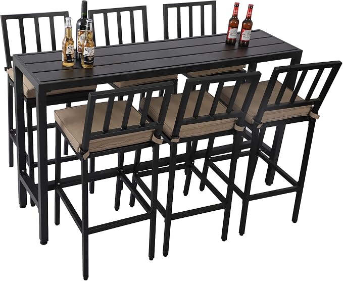 Outdoor Patio Bar Set, Bar Height Patio Dining Set, Weather-Resistant Bistro by Sumshadow