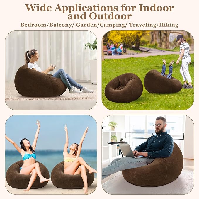Realspring Inflatable Bean Bag Chairs Outdoor Blow up Camping Chairs Inflatable - Image 7