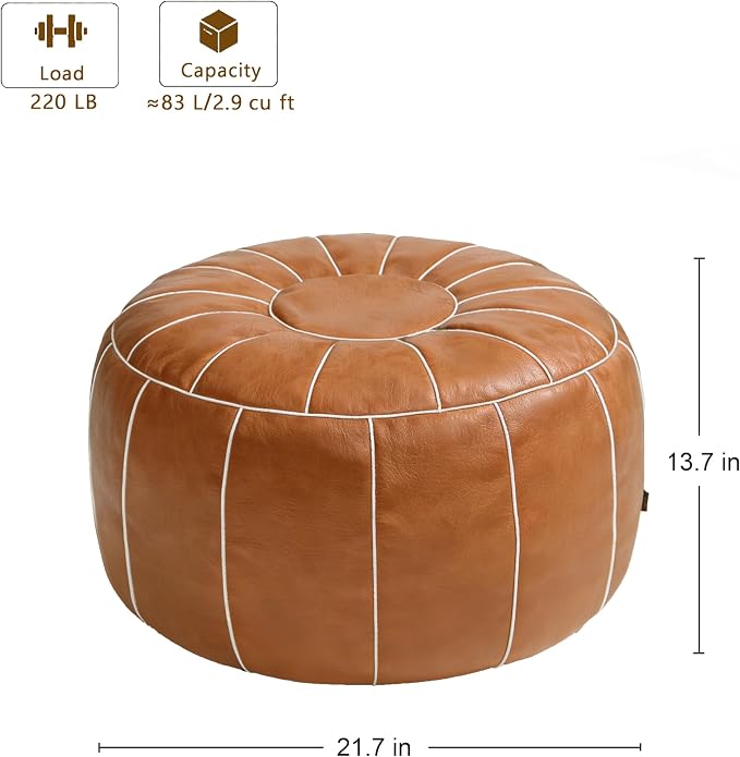 Thgonwid Unstuffed Moroccan Storage Pouf Foot Stool Ottoman Seat Handmade Faux - Image 3