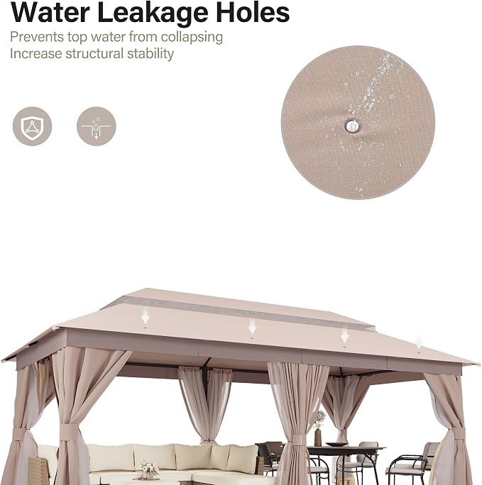 LAUSAINT HOME Semi-Permanent Outdoor Patio Gazebo 10'x20', Heavy Duty Party - Image 5