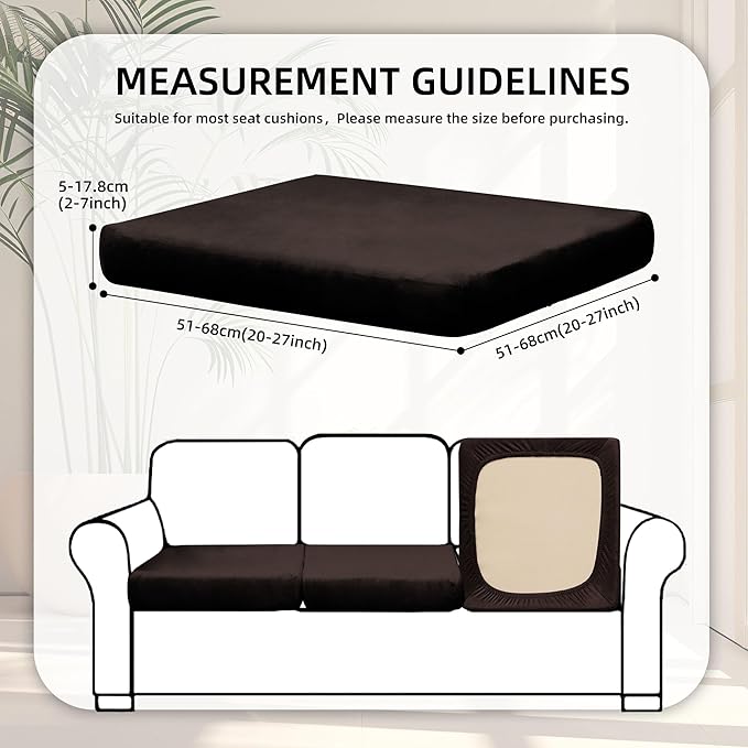 8Pcs Stretch Velvet Patio Cushion Cover, - Image 2