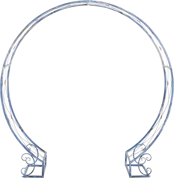 SAFAVIEH Outdoor Collection Mizell Mossy Blue Lattice Wrought Iron Moon Gateway by SAFAVIEH