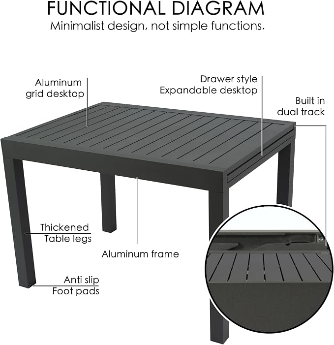 Kozyard Villa Expandable Patio Dining Table - Image 4