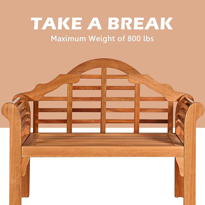 Giantex Outdoor Wood Bench, 4 Ft Foldable Eucalyptus Garden Bench, Two Person - Image 8