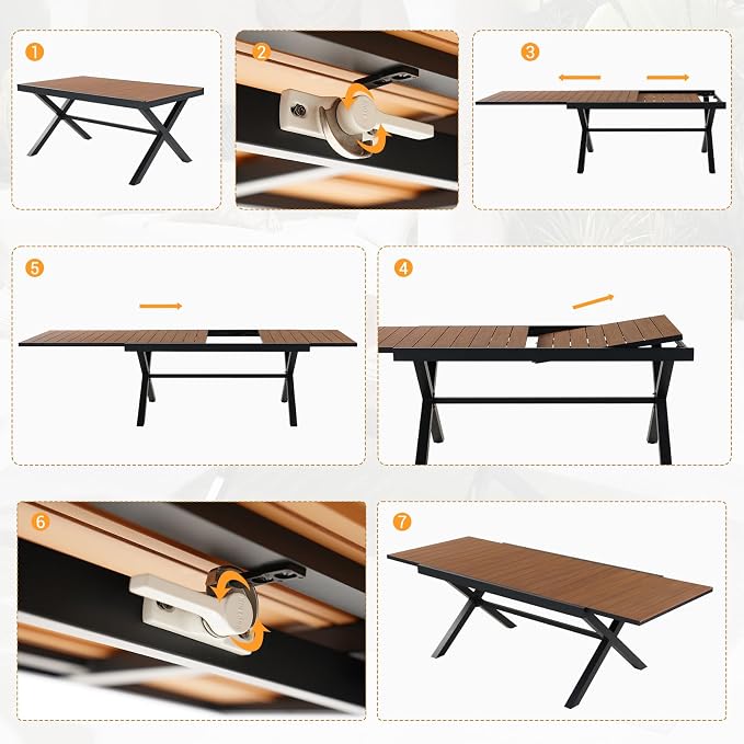Grand patio Expandable Patio Dining Table, Extra Large 94.5" L x 37" W Outdoor - Image 9