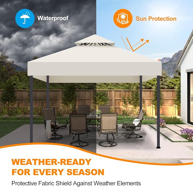 10x10 Canopy Replacement Top Cover Canopy Top Replacement Double Layer Vented - Image 2