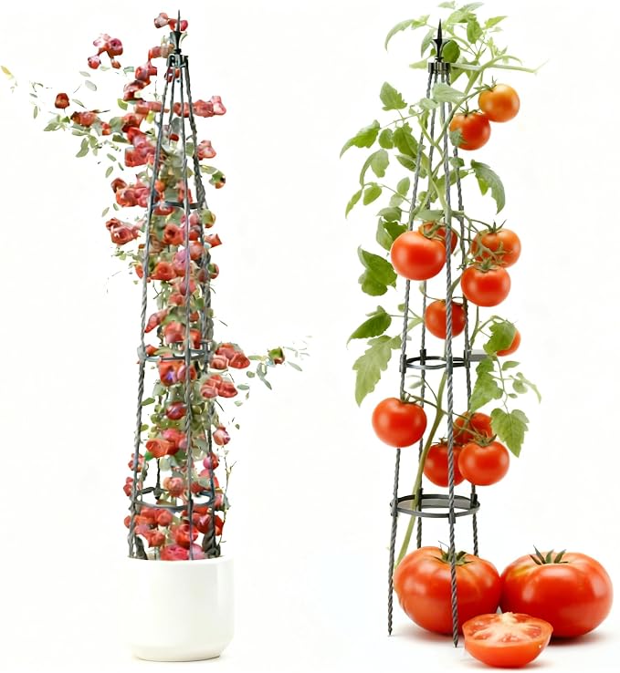 Garden Obelisk Trellis for Climbing Plants, 67inch lron Pipe Wrapped in Plastic by YUANAIYI