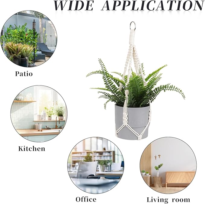 Macrame Plant Hanger, 2 Pack Boho Hanging Planters Baskets - Image 3
