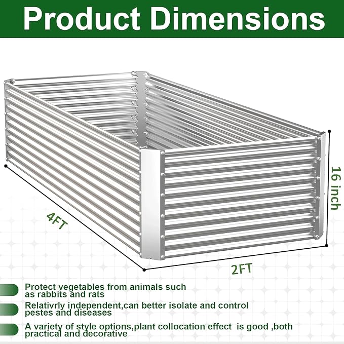 3 Pack Tall 4x2FT Corrugated Galvanized Steel Raised Garden Bed Outdoor - Image 4