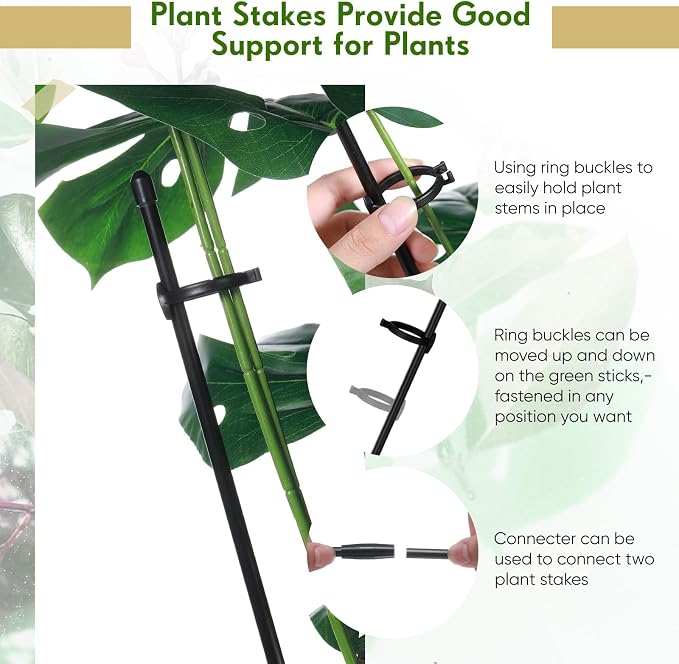 meekoo 30 Pcs Adjustable Garden Plant Support Stakes Single Stem Plant Cage - Image 3