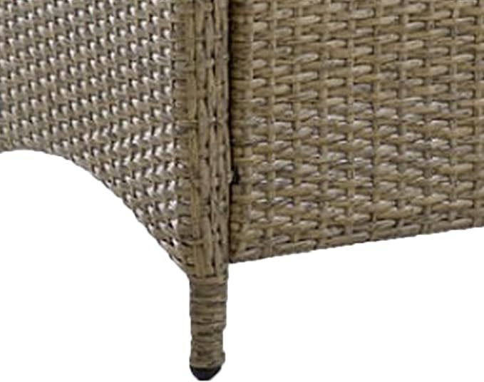 Benjara BM302160 21 in. Fabric Faux Wicker Ankia Outdoor Square Ottoman Beige & - Image 5