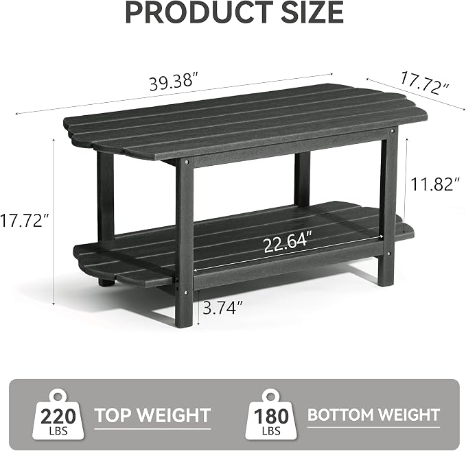 Adirondack Outdoor Patio Table-2 Tier Outside Table Irregular Grey Coffee Table - Image 2
