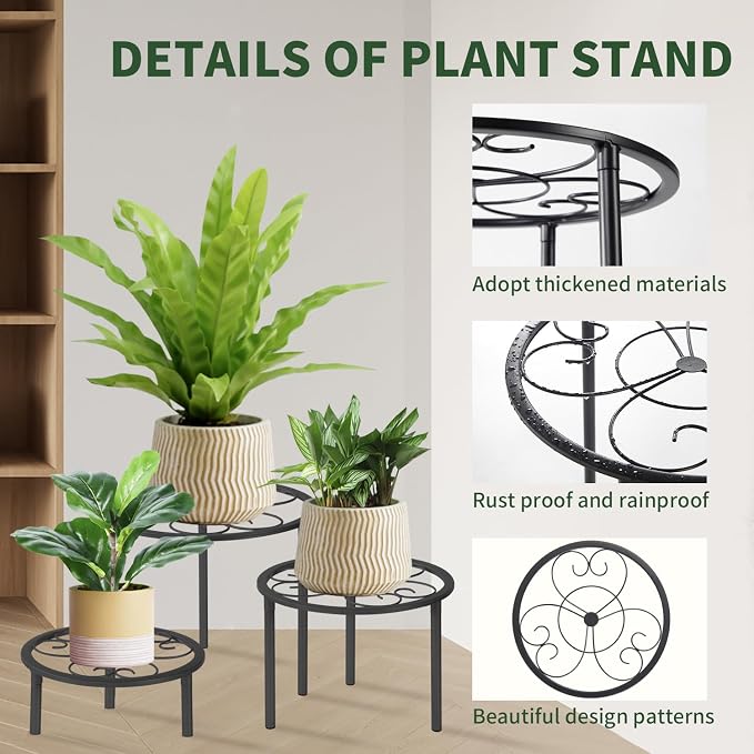 5-piece set of metal plant potted flower racks, heavy-duty flower pot plant - Image 6