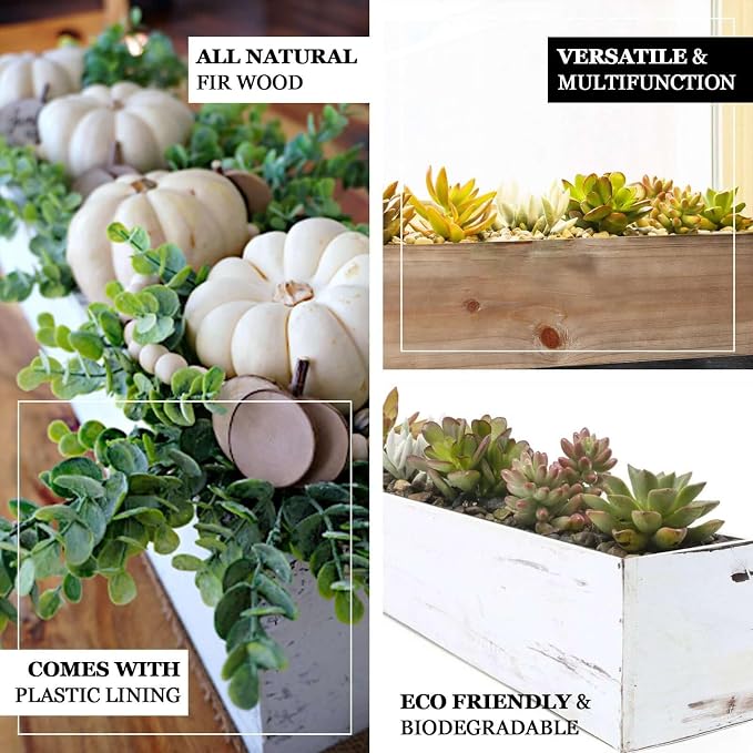 Efavormart 30"x6" Whitewash Wood Planter Box - Image 4