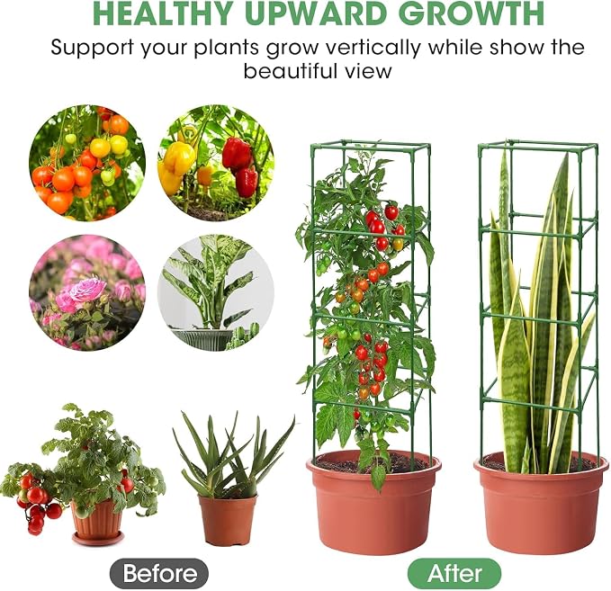 MQUPIN Tomato Cages, 4 Packs Square Tomato Cage - Image 5