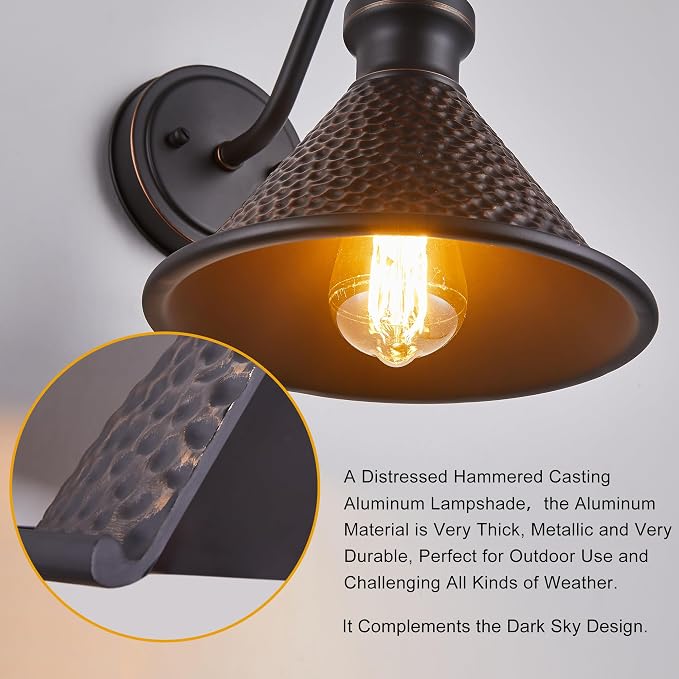 Gooseneck Outdoor Wall Light Fixtures, Industrial Oil-Rubbed Bronze Exterior - Image 9