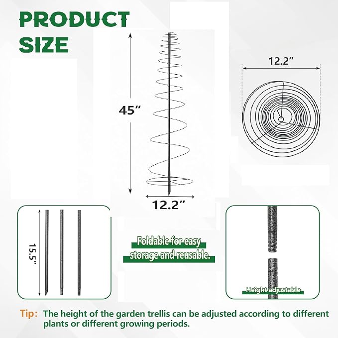 Spiral Trellis for Climbing Plants Outdoor, 45 Inch Tall Heavy Duty Metal - Image 7