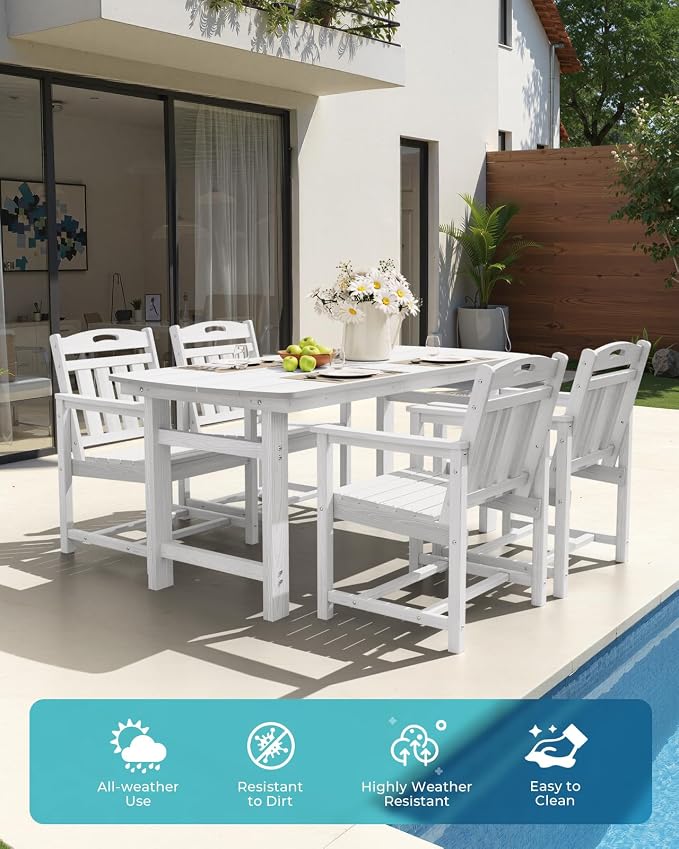 Ciokea HDPE Outdoor Patio Dining Chairs Set of 2, All-Weather Porch Chair - Image 3