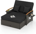 COSTWAY Patio Rattan Daybed, Outdoor Loveseat Sofa by COSTWAY