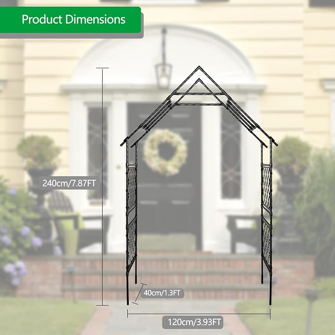 7.87x3.93Ft Metal Garden Arch Trellis - Image 3