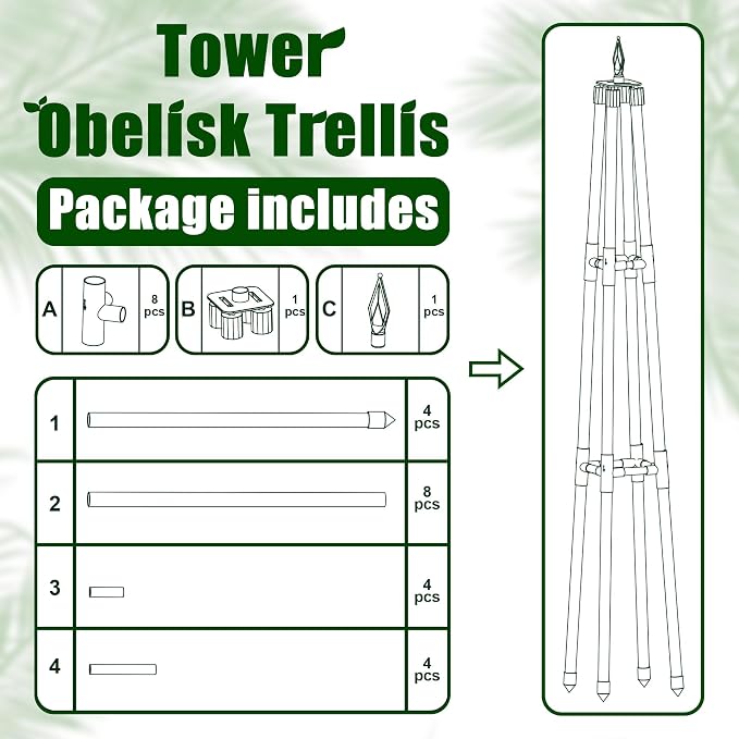 4FT Obelisk Trellis for Climbing Plants Outdoor, 16mm Rust-Proof Extra - Image 6