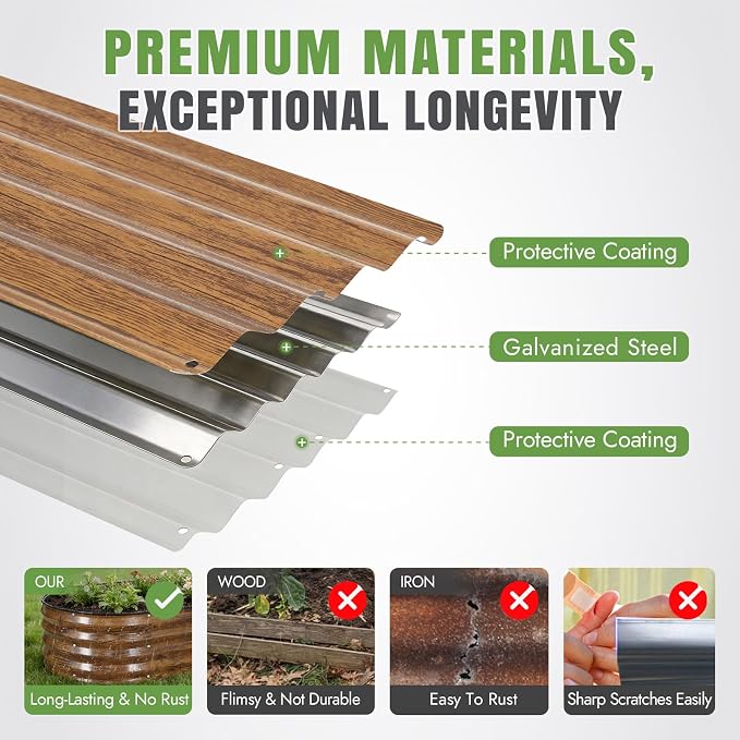 INNO STAGE 3Pcs Galvanized Raised Garden Bed Kit, Outdoor Metal Raised Garden - Image 7