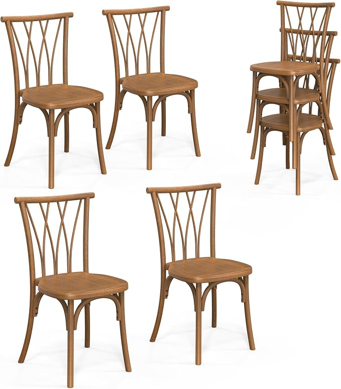 VINGLI Plastic Outdoor Dining Chairs Set of 4, Stackable Patio Dining Chairs by VINGLI