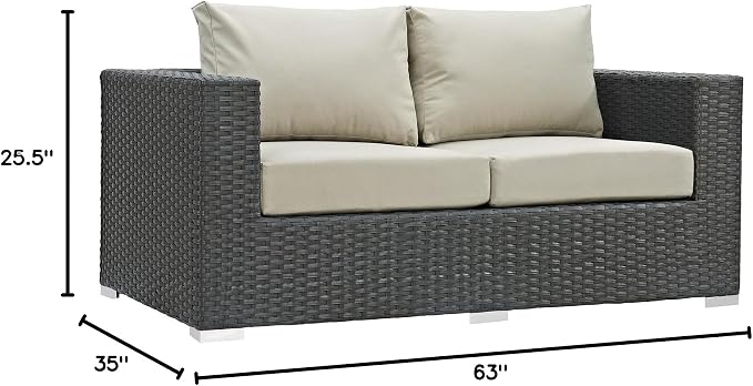 Modway EEI-1851-CHC-BEI Sojourn Wicker Rattan Outdoor Patio Coffee Table - Image 3