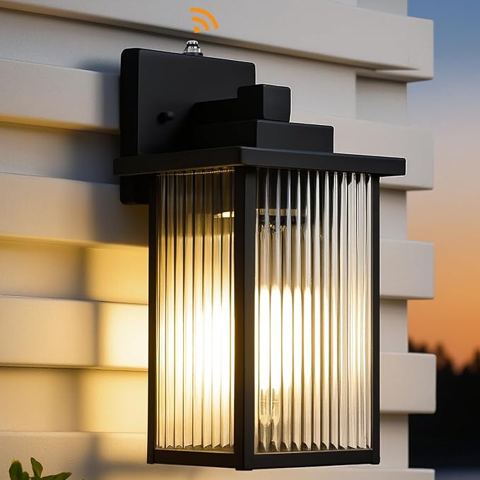 13 Inch Matte Black Outdoor Wall Light, Dusk to Dawn Waterproof Exterior Light by hameso