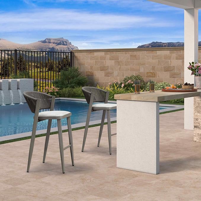 PURPLE LEAF Set of 2 Bar Stools Outdoor Barstools - Image 2