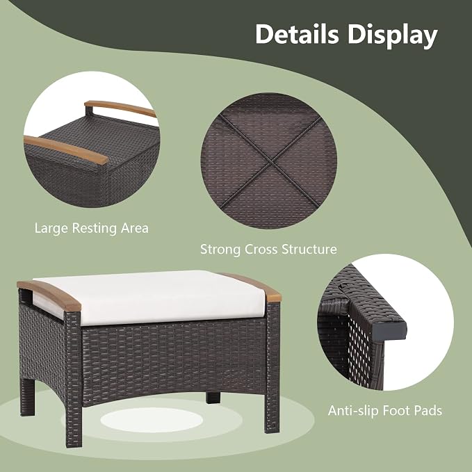 RELAX4LIFE Outdoor Wicker Ottomans - Image 6