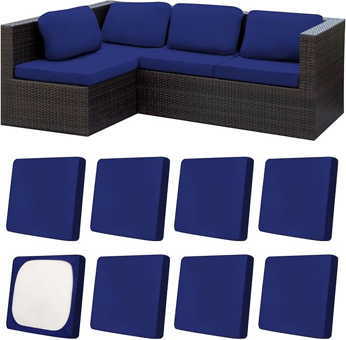 8Pcs Patio Cushion Covers, Outdoor Cushions Covers, Stretch Cushion Covers by Unknown