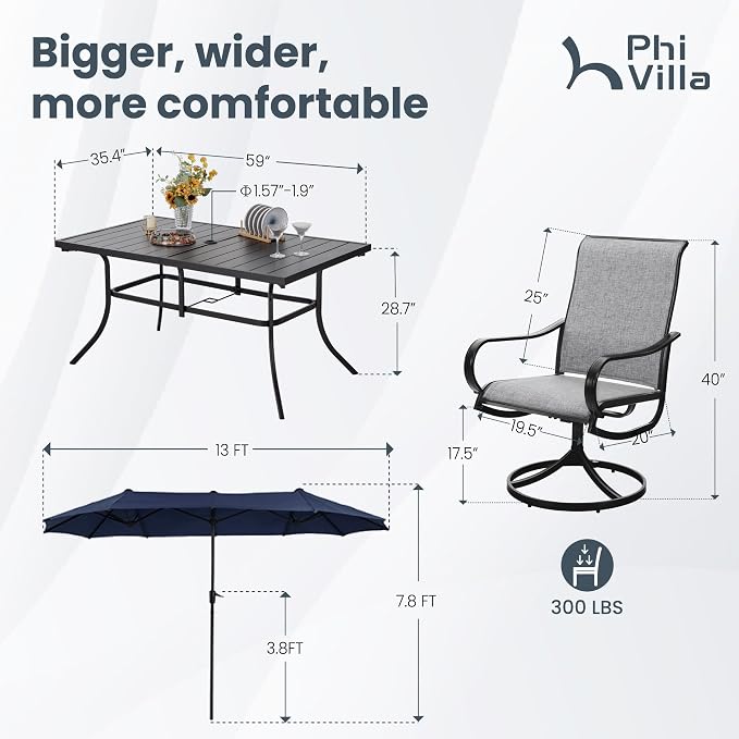 PHI VILLA 8 Piece Patio Dining Set - Image 8