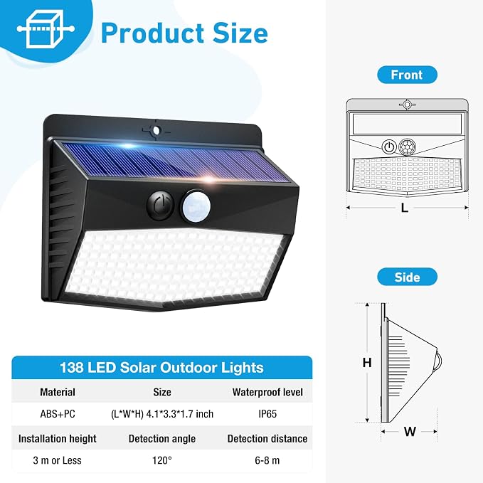 Peasur 20 Packs Solar Outdoor Lights Motion Sensor Solar Security Light - Image 6