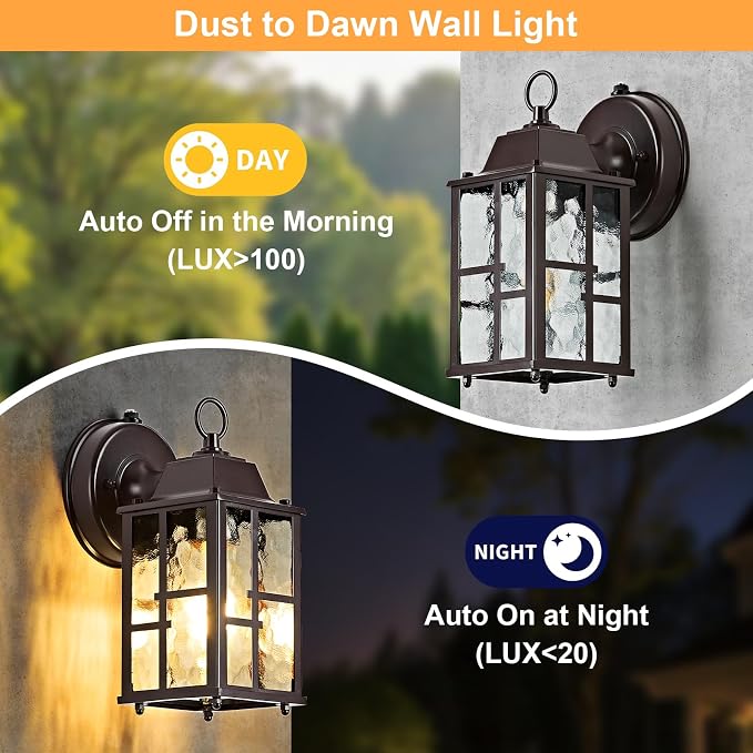 OKELI 2-Pack Dusk to Dawn Outdoor Wall Lights, Weatherproof Exterior Lighting - Image 6