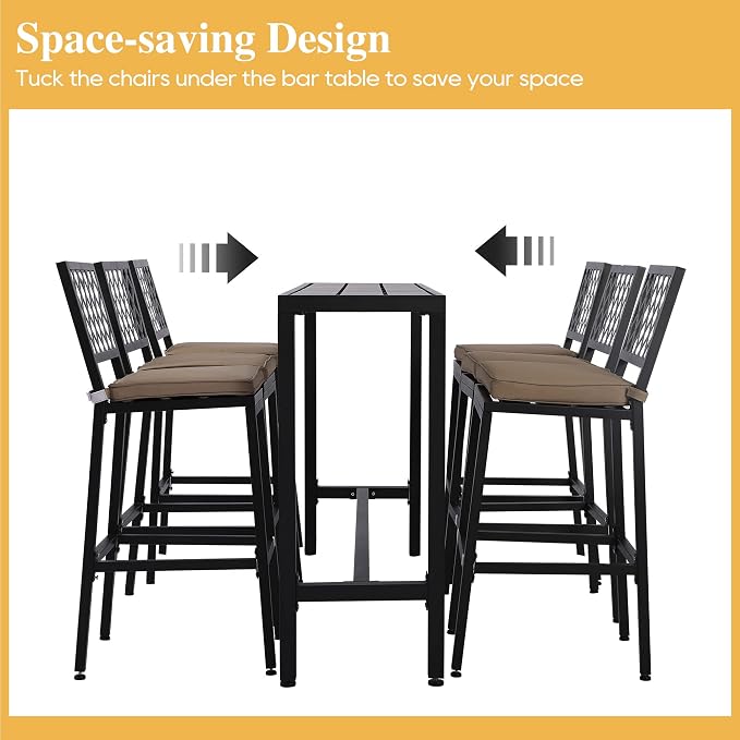 Outdoor Patio Bar Set, Bar Height Patio Dining Set, Weather-Resistant Bistro - Image 5