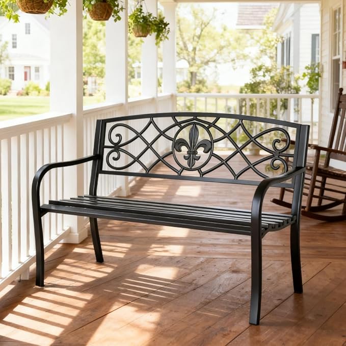 SHGJ&SOFT Outdoor Bench, Garden Bench, Outdoor Metal Frame Patio Park Bench - Image 3